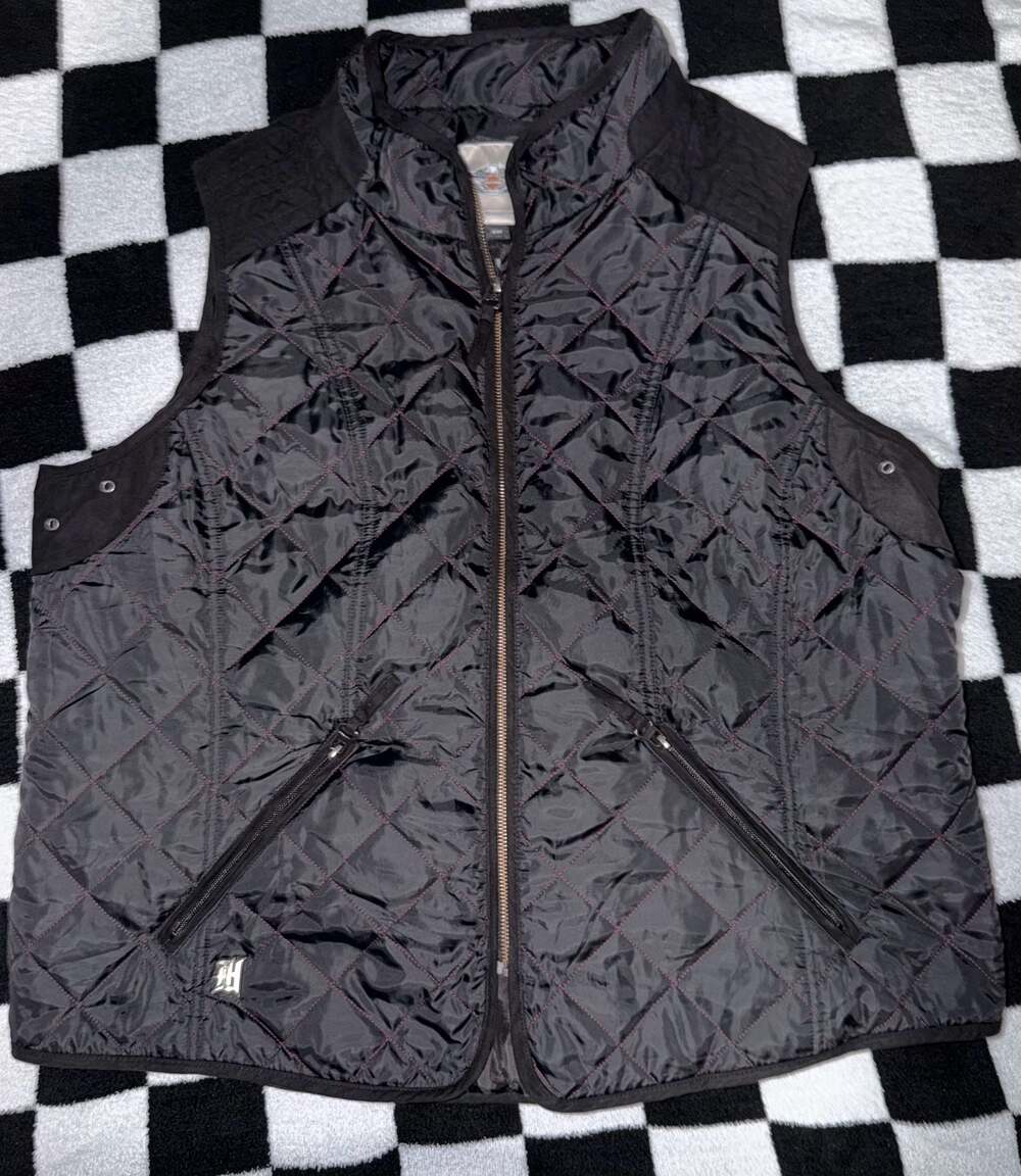 Harley-Davidson Genuine MotorClothes Women's Quilted Vest with Lace-Up Back 2W